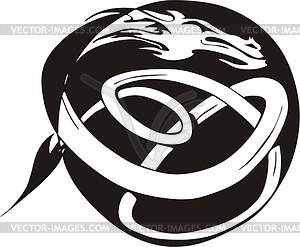 Round dragon knot tattoo - vector clipart