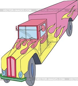 Vintage truck flame - vector clip art