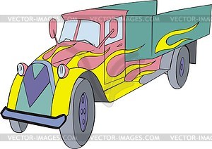 Старинный грузовик с флеймом - изображение в векторном виде