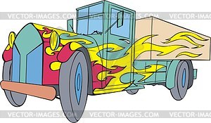 Vintage truck flame - vector clip art