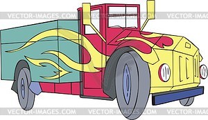 Vintage truck flame - vector image
