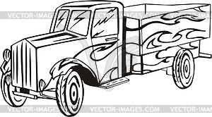 Vintage truck flame - vector image