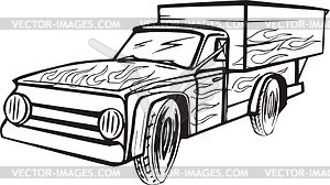 Vintage truck flame - vector clipart