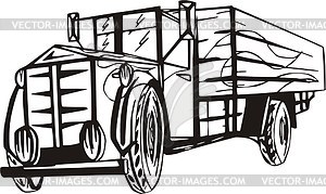 Vintage truck flame - vector clipart