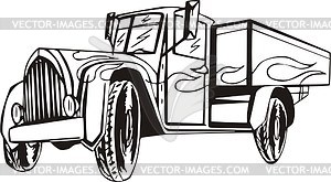 Vintage truck flame - vector clipart