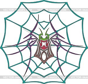 Symmetrical spider & web tattoo - vector clip art