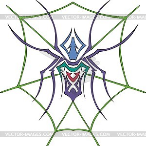 Symmetrical spider & web tattoo - vinyl EPS vector clipart