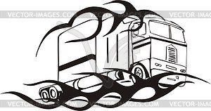 Truck flame - white & black vector clipart