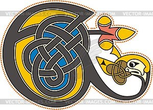 Celtic initial letter E - vector image