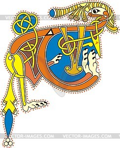 Celtic initial T - vector clipart