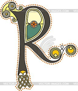 Celtic initial letter R - vector clip art