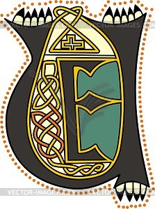 Кельтские буквицы UE - векторный клипарт