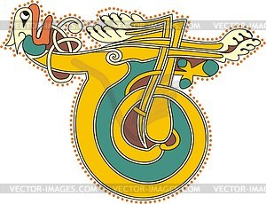 Celtic initial letter T - vector clipart