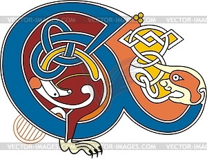 Celtic initial letter E - vector image