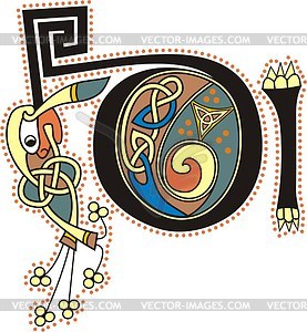 Celtic initial letters DI - vector clip art