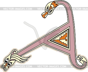 Кельтская буквица A - векторизованный клипарт
