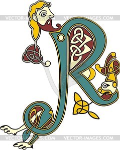 Celtic initial letter R - vector image