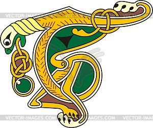 Celtic initial letter T - vector clipart