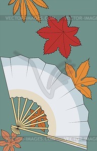 Fan with maple leaves - vector clipart