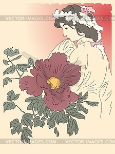 Woman and poppy flower  (by Hanko) - vector clipart