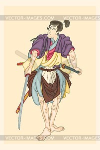 Japanese warrior (by Kuniyoshi) - vector clipart