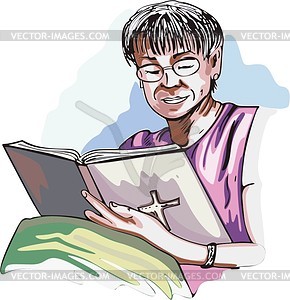 Man reading Bible - vector clipart