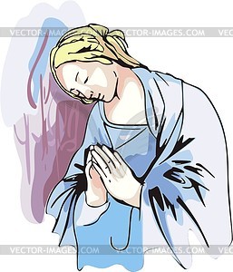 Woman praying - vector clip art