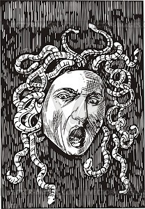 Medusa; by Caravaggio - vector clipart