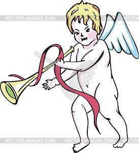 Little angel troubadour - vector clipart