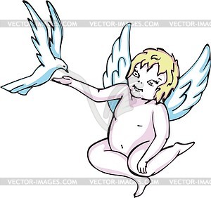 Angel and dove - vector clipart