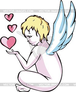 Angel and hearts - vector clipart