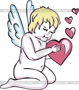 Angel with hearts - vector clipart