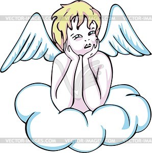 Angel on a cloud - vector clipart