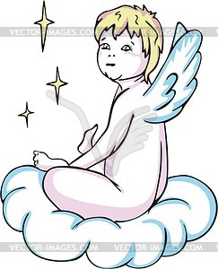 Angel on a cloud - vector clip art