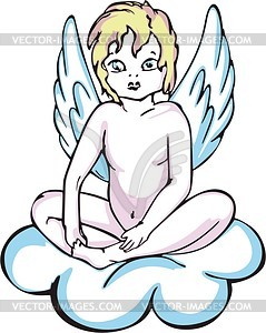 Angel on a cloud - vector image