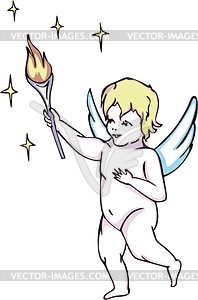 Angel holding a torch - vector clipart