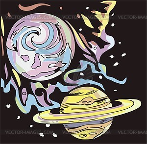 Two planets - vector clipart