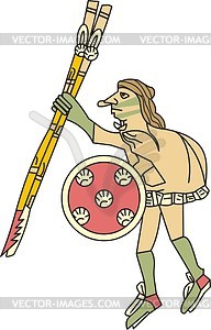 Aztec god Huitzilopochtli in human form - vector clipart