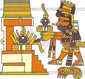 Xiuhtecuhtli - Aztec god of fire, day and heat - vector clipart