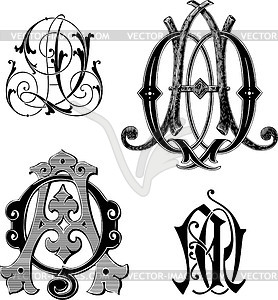 Monograms AQ - vector clipart