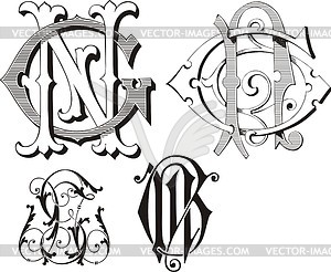 Monogram GN - vector clipart