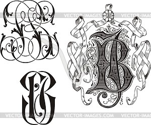 JB Monogram Shadow Shape Style Stock Vector