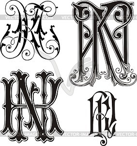 Monogram KN - vector clipart