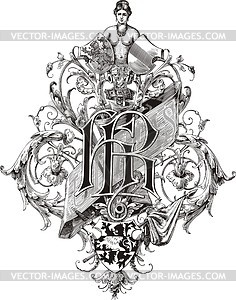 Monogram KR - vector clip art