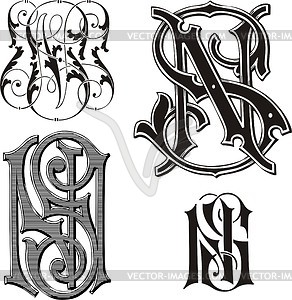 Monogram NS - vector clipart