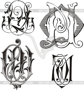 Monogram QU - vector clipart