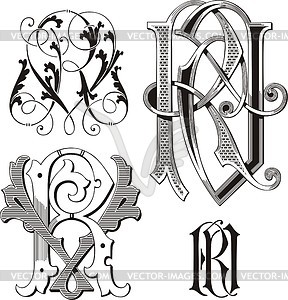 Monogram RV - vector clipart