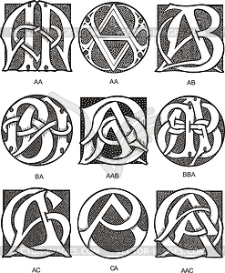 Monograms AA - ACA - vector clipart