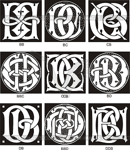 Monograms BB - BD - vector clipart