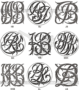 Monograms BII - BL - vector clipart